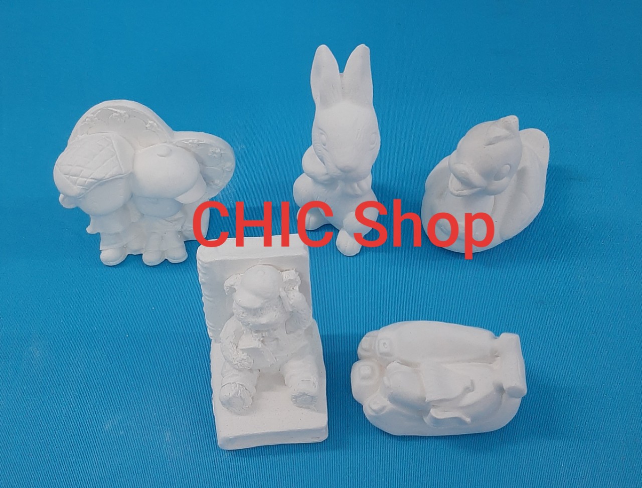 Bộ 5 tượng tô màu thạch cao size 7-11cm không kèm màu