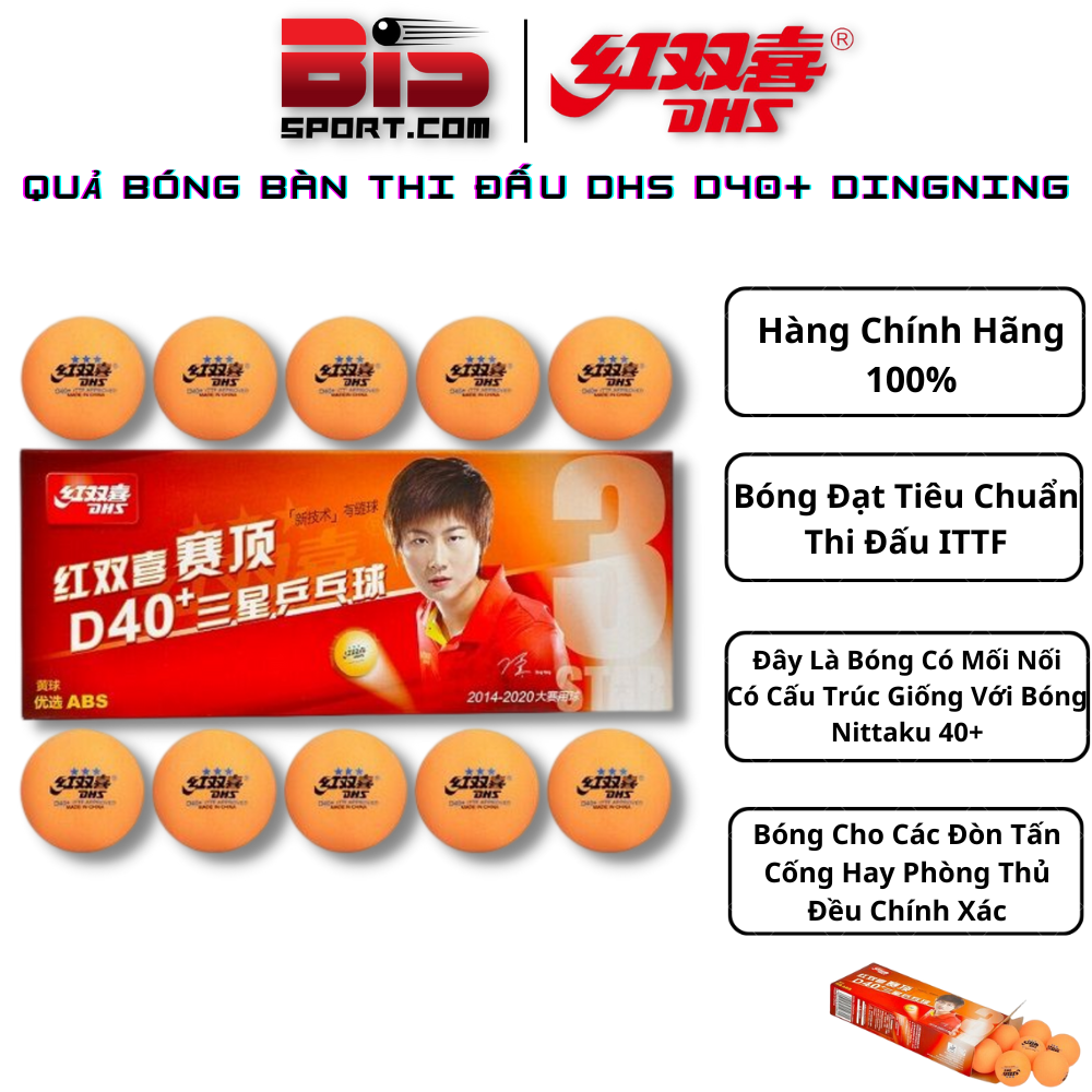 Quả Bóng Bàn Thi Đấu DHS 3 Sao 40+ - Chuẩn Thế Giới ( Hộp 10 Qủa Màu Vàng )
