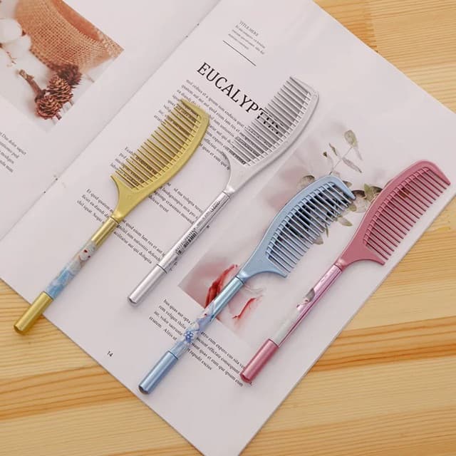 Combo 2 Bút Gel Mực Nước Bút nước Mực Đen Hình Lược đẹp dễ thương siêu cute