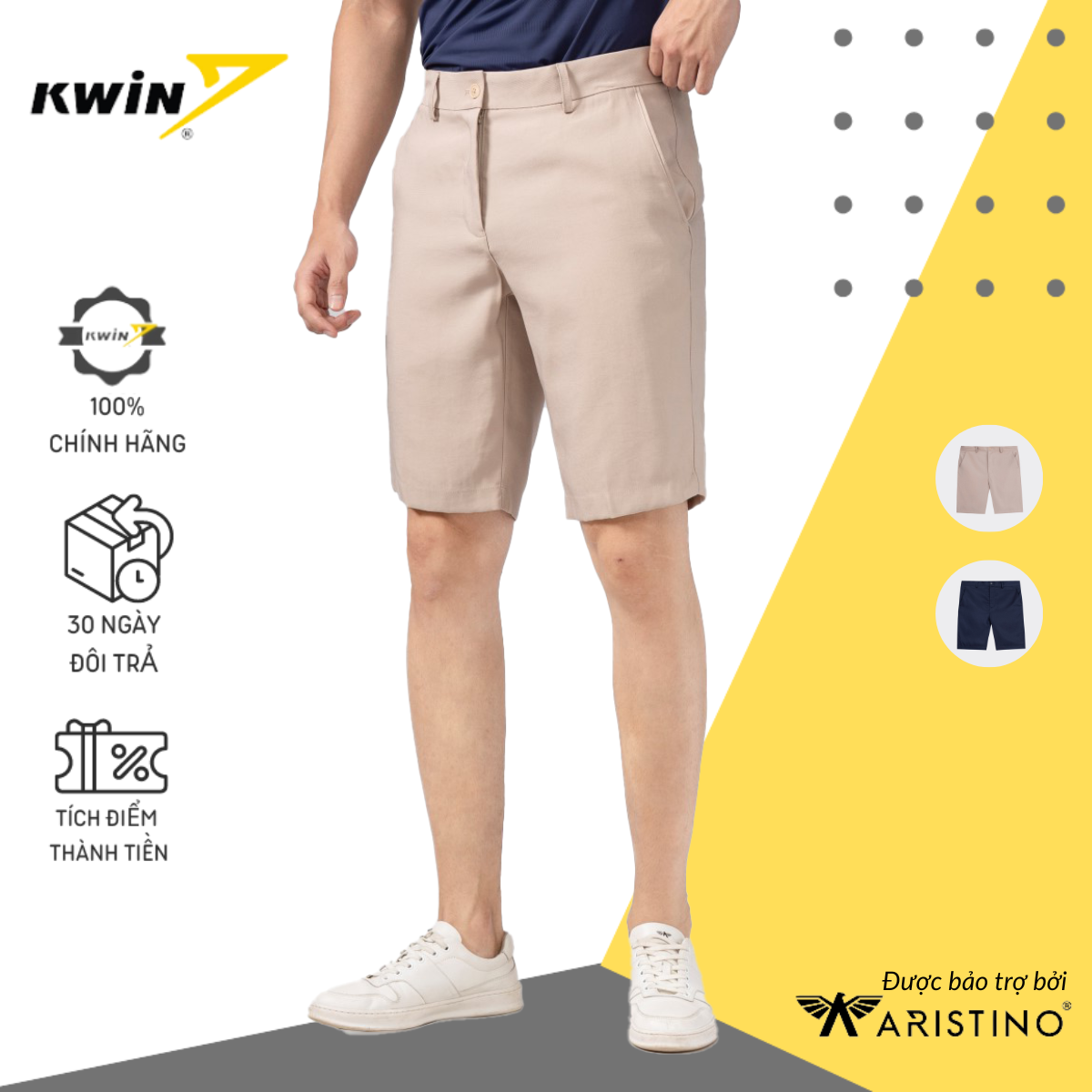 Quần Short Kaki Nam Cao Cấp Kwin Insidemen - Quần sooc hãng đẹp mặc nhà, đi chơi - Thoải mái, thoáng mát, nhẹ và nhanh khô - ISO035S2