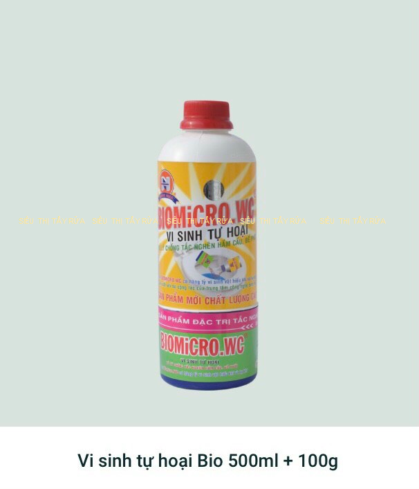 Vi sinh biomicro.wc 500ml + 100gr thái lan vi sinh tự hoại xử lý chống tắc nghẽn hầm cầu, bể phốt , cầu đích bột