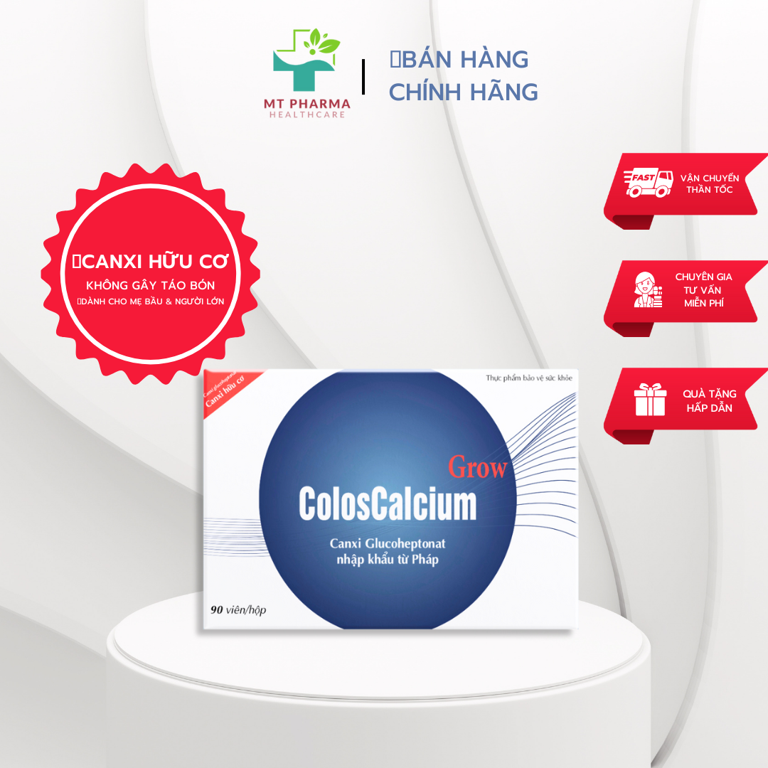Canxi cho bà bầu Canxi hữu cơ ColosCalcium Grow 90 Viên giúp thai kì khỏe mạnh