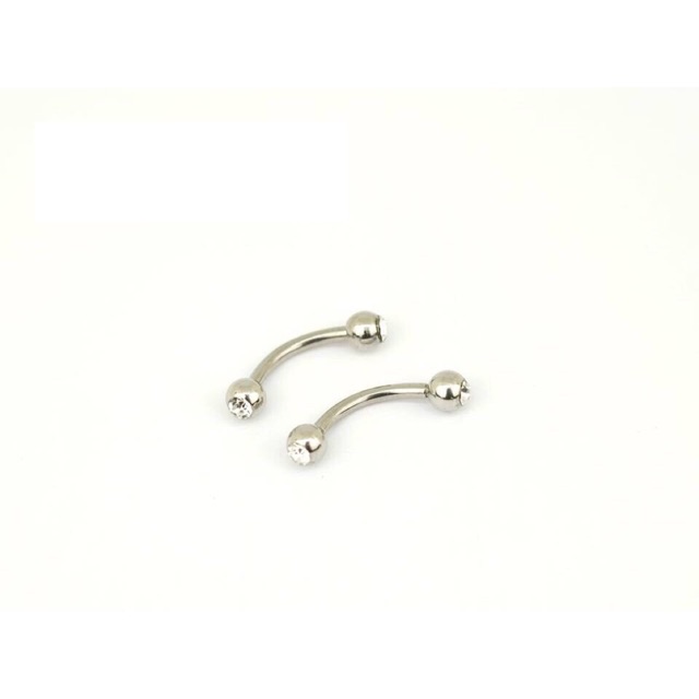 K3ma01-khuyên xỏ mày màu bạc 2 đầu bi đá/khuyên mày/khuyên xỏ - xuân shop