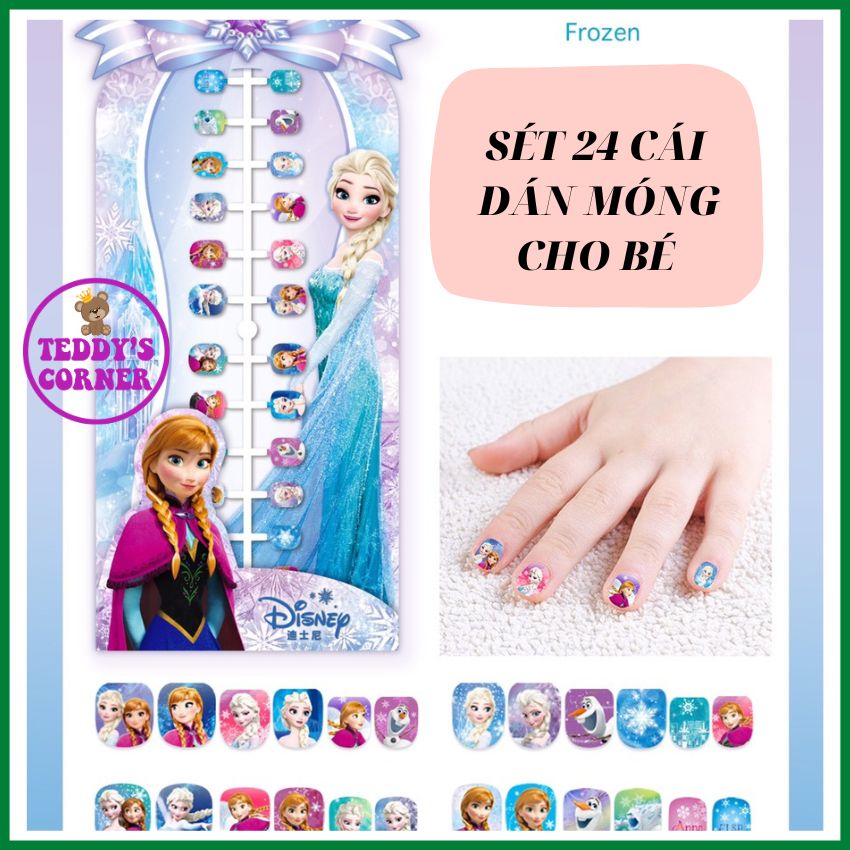 .móng tay giả cho bé in hình công chúa nhiều mẫu dán móng tay cao cấp cho bé gái
