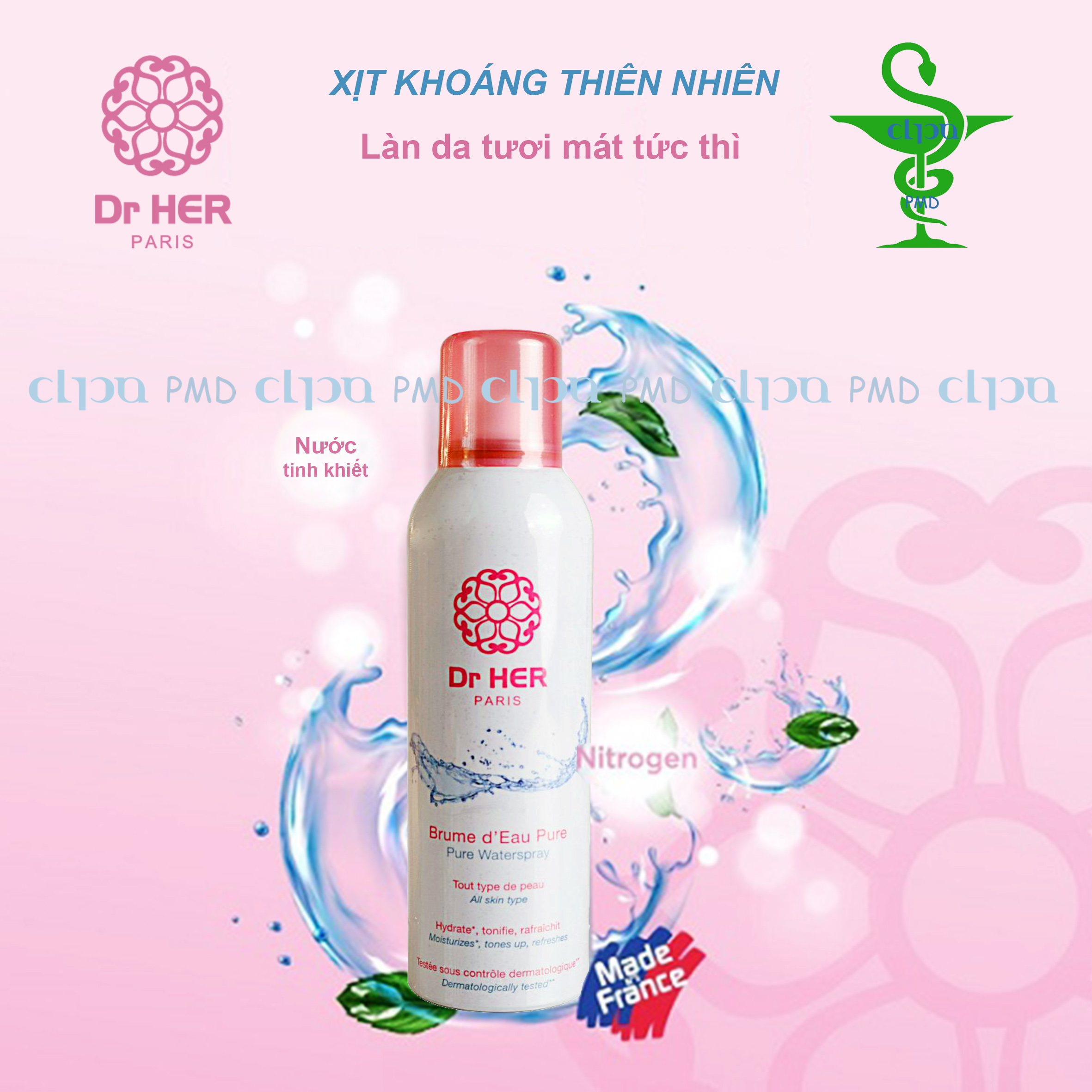 [HCM]XỊT KHOÁNG THIÊN NHIÊN GIÚP LÀM DỊU DA - DR HER PARIS PURE WATER SPRAY 150ML
