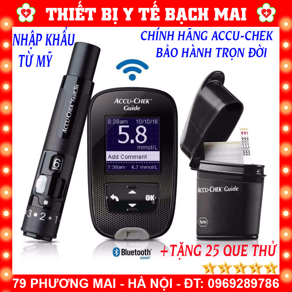 Máy Đo Đường Huyết Accu-Chek Guide + 25 Que Thử - Sản Xuất Tại MỸ