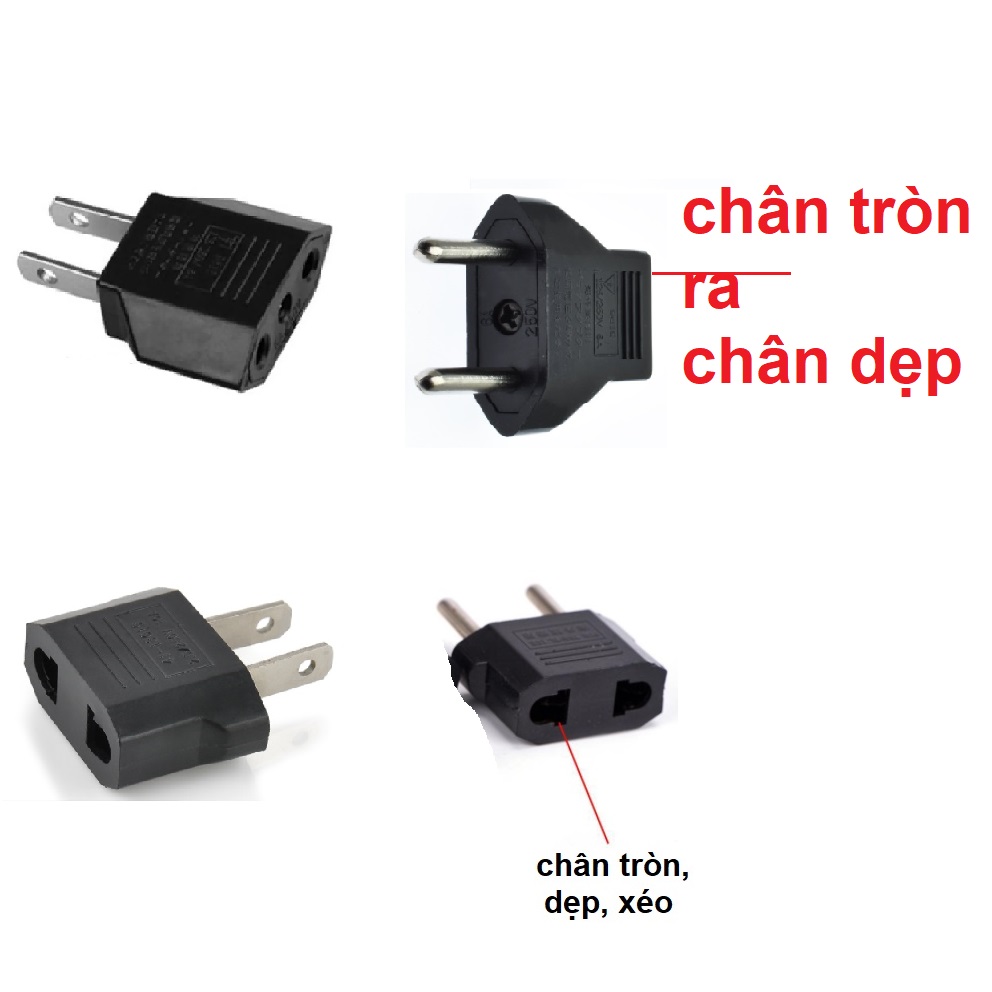 Phích cắm điện chuyển đổi từ chân tròn sang chân dẹt, chân dẹp sang chân tròn