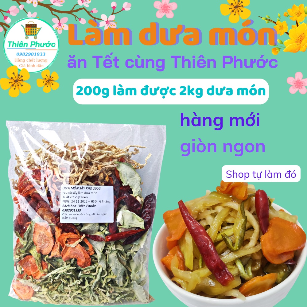 Dưa món ăn Tết - 5 loại củ quả sấy khô làm dưa món gói 100g/ 200g/ 300g