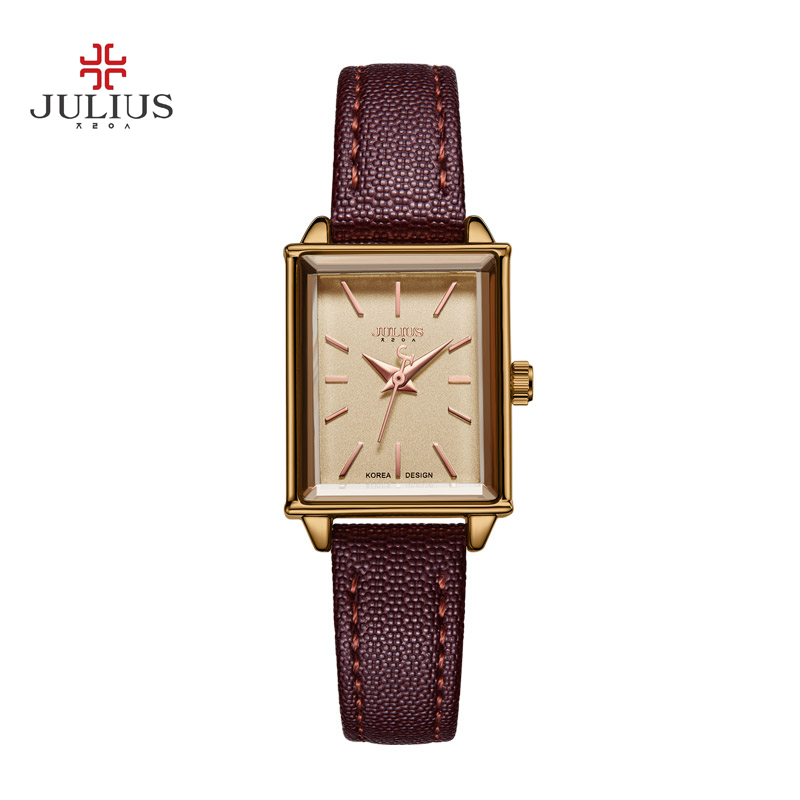 Đồng hồ nữ Julius Hàn Quốc JA-787 dây da mặt chữ nhật cổ điển