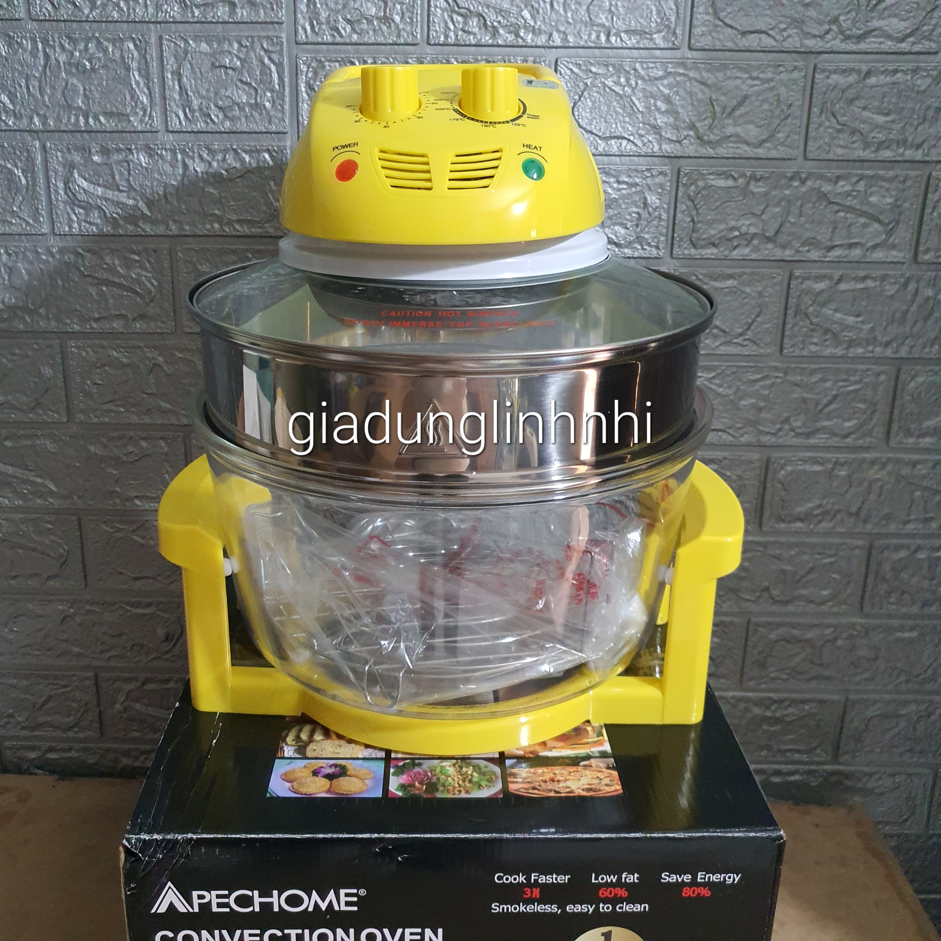 Lò nướng thủy tinh APECHOME APH-618, Dung tích 17 lít công suất 1300W, nấu nướng, rả đông nhanh