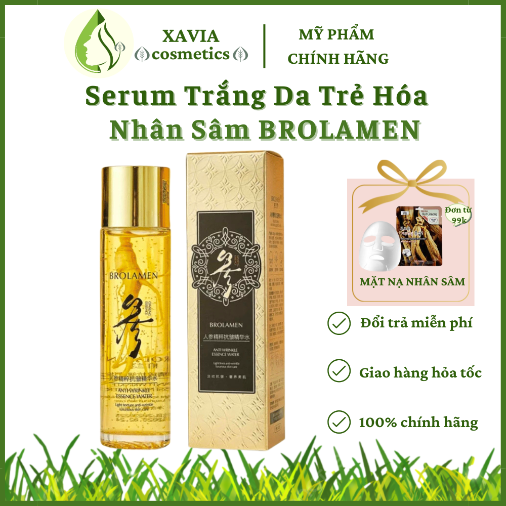 Serum trẻ hóa da NHÂN SÂM BROLAMEN - Tinh chất nhân sâm BROLAMEN cấp ẩm, dưỡng sáng, mờ nhăn, chảy xệ, chống lão hóa