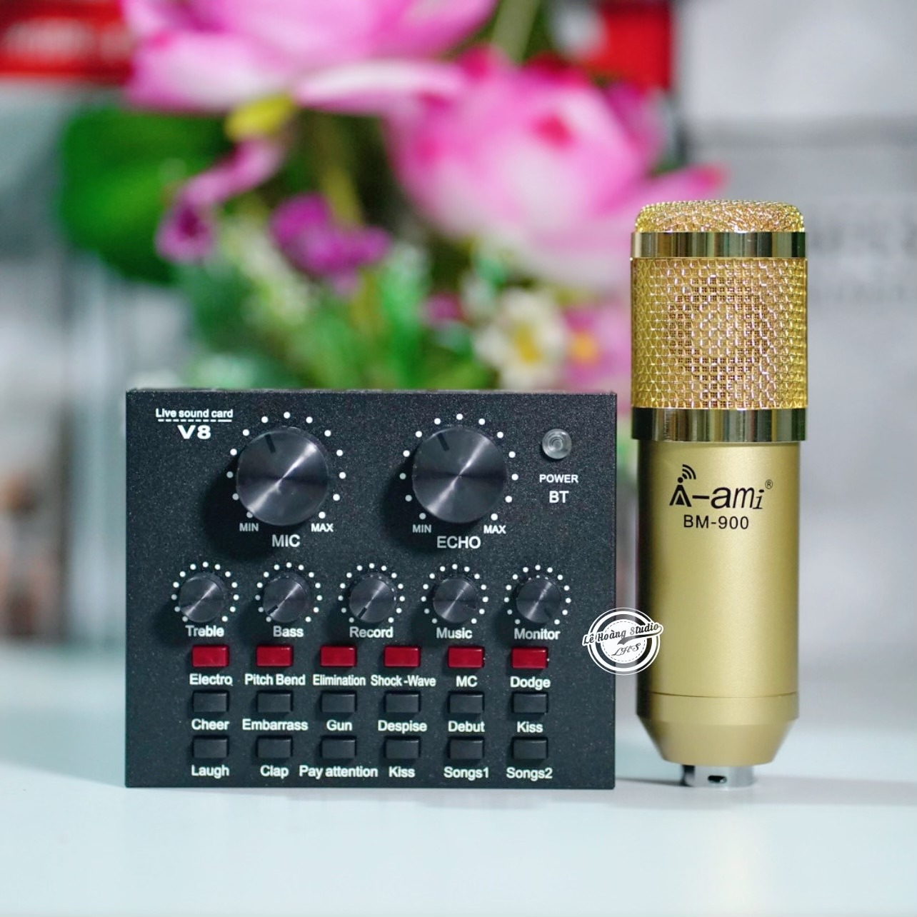 Micro thu âm chuyên nghiệp, mic thu âm livestream, mic thu âm chuyên nghiệp - combo mic thu âm bm900 + soundcard v8 thích hợp hát karaoke gia đình, chuyên dụng hát live stream với đầy đủ chức năng chỉnh giọng âm thanh - bh uy tín
