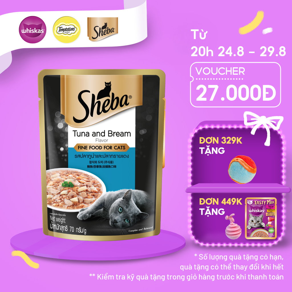 SHEBA Pate cho mèo sành ăn - Thức ăn cho mèo trưởng thành dạng sốt, 70g