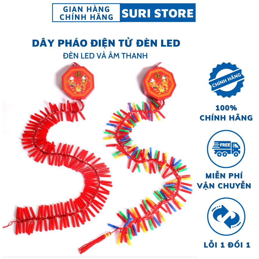 Đèn pháo treo tết, đèn led, có âm thanh tiếng pháo trang trí tết gia dụng SURI