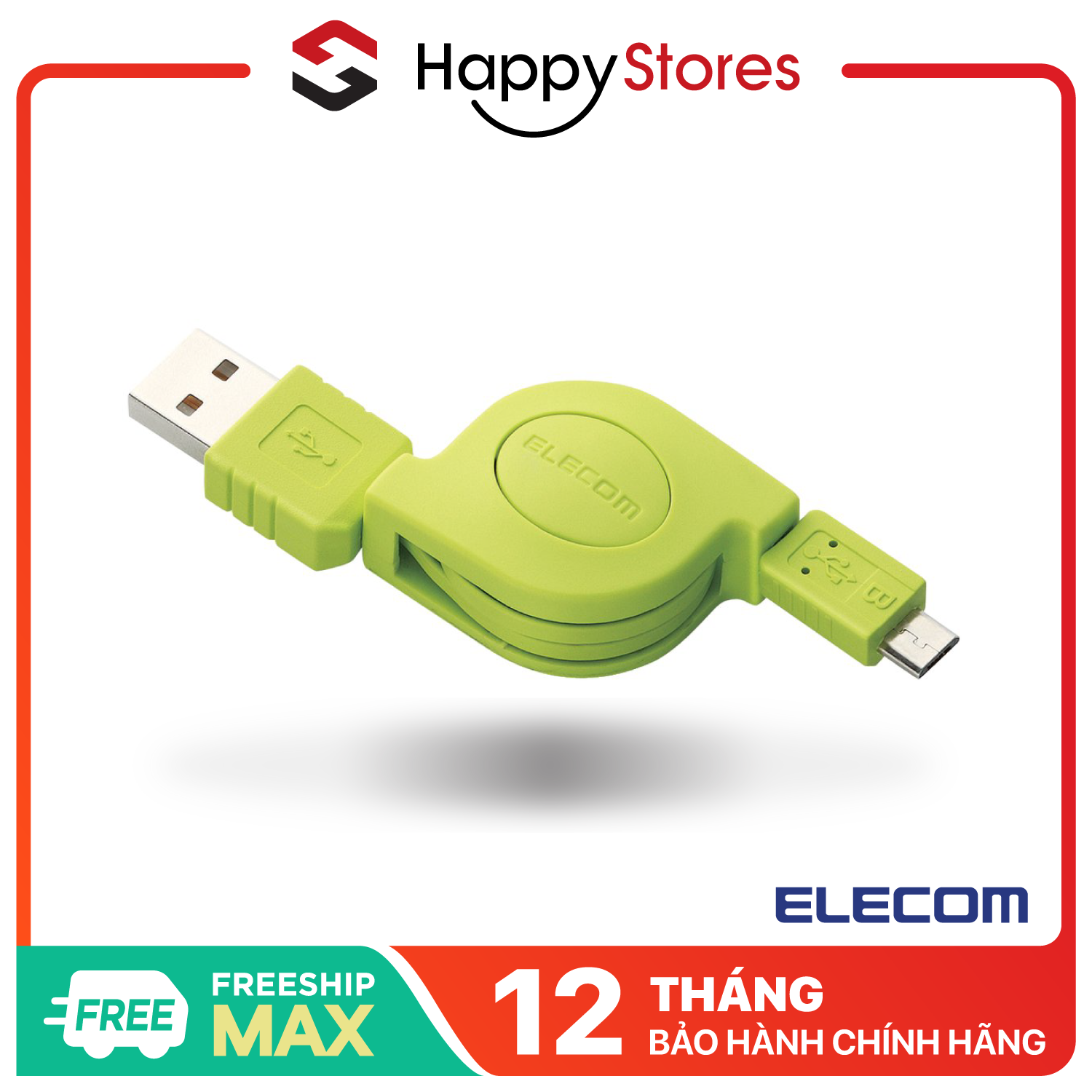 Dây Cáp Cuộn Micro USB (A-microB) ELECOM MPA-AMBIRLC08 Chính Hãng