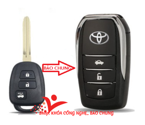 Vỏ chìa khóa xe Vios đời 2019- 2022 loại 3 nút thẳng, có nút mở cốp