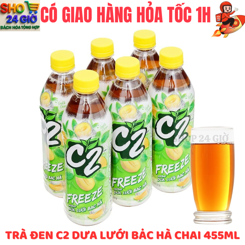 Trà Xanh C2 Dưa Lưới 1 Lốc 6 Chai 455 ml