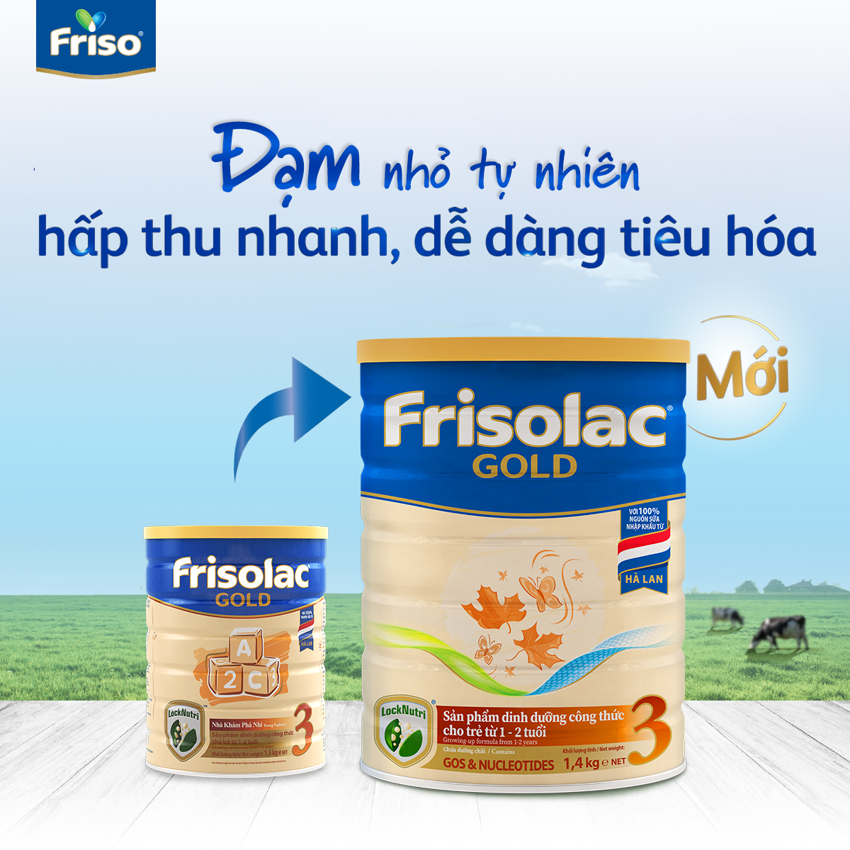 Sữa bột frisolac gold 3 lon thiếc 850g - cho trẻ 1-2 tuổi
