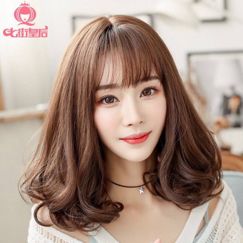 Tóc giả nữ cả đầu ❤️ tóc giả nguyên đầu xoăn 25cm mã 8282