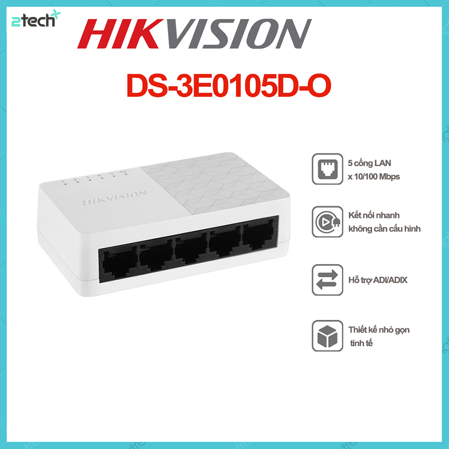 Switch chia mạng 5 cổng 100M HIKVISION DS-3E0105D-O