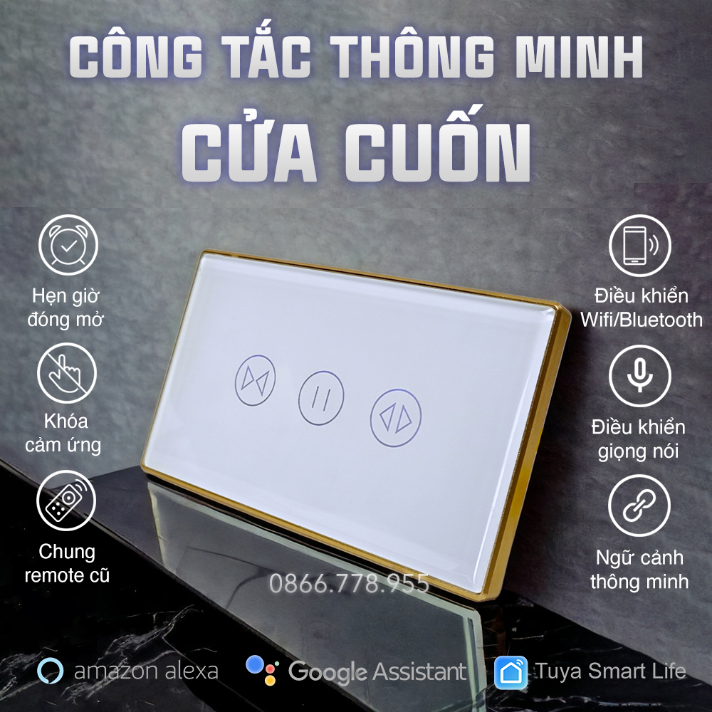 Công Tắc Cửa Cuốn Thông Minh Tuya Smart Life (Mẫu Mới 2022 Full Chức Năng).