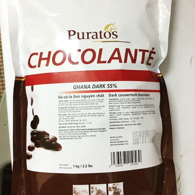Socola hạt nút puratos 55%