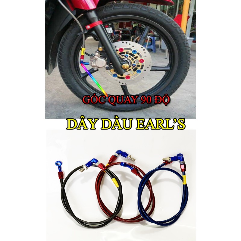 Dây dầu earl thái đầu cnc góc quay 90 độ cho xe máy-dài 100cm