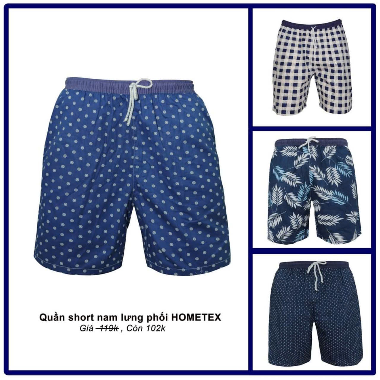 Quần short nam phối lưng thun Hometex