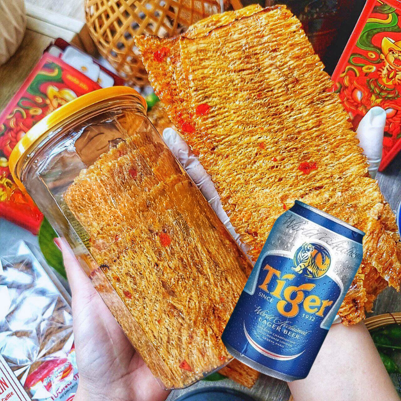 Mực cán tẩm vị 300g loại ngon, mực nguyên con cán vị chua ngọt cay cay, nhậu bao vào