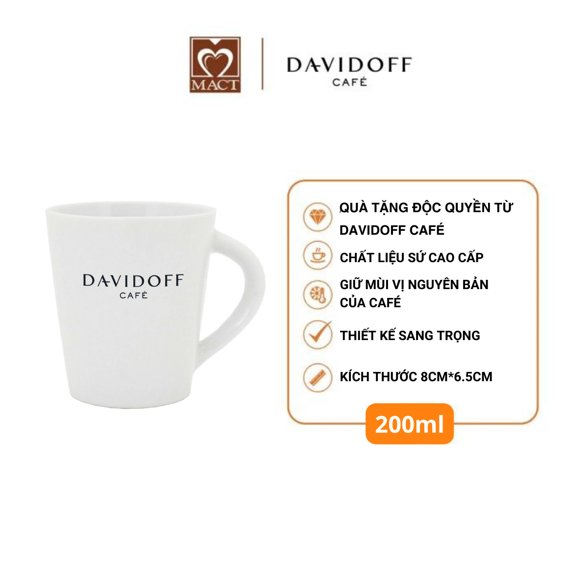  Ly sứ DAVIDOFF - Ly sứ cao cấp từ Davidoff Café - 200ml 