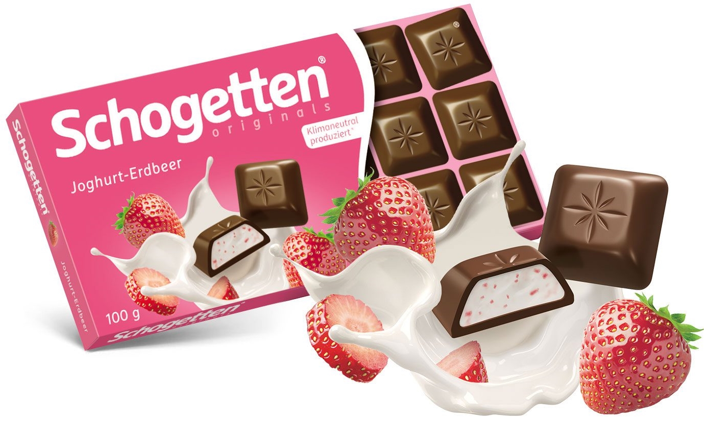 Socola sữa chua dâu tây sản xuất tại đức schogetten 100g - strawberry yoghurt chocolate