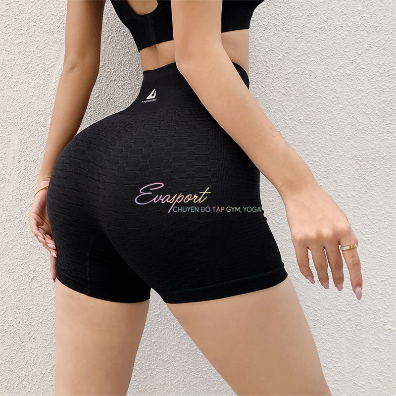Quần đùi legging dệt kim cap lưng cao nữ NAQIYAYABEI tập gym yoga aerobic zumba