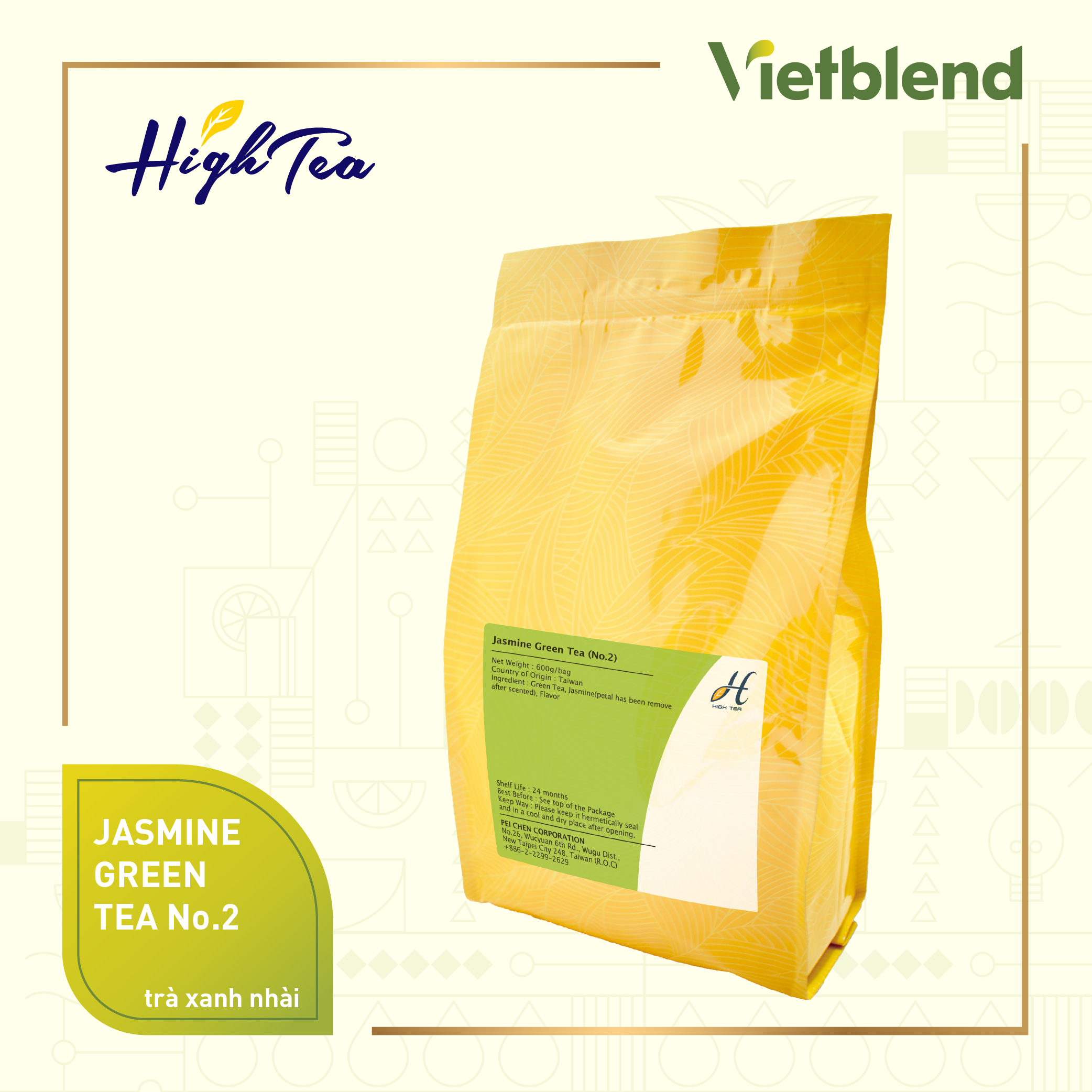 Jasmine Green Tea suitable for fruit tea 100% Taiwan made 600gr bag
