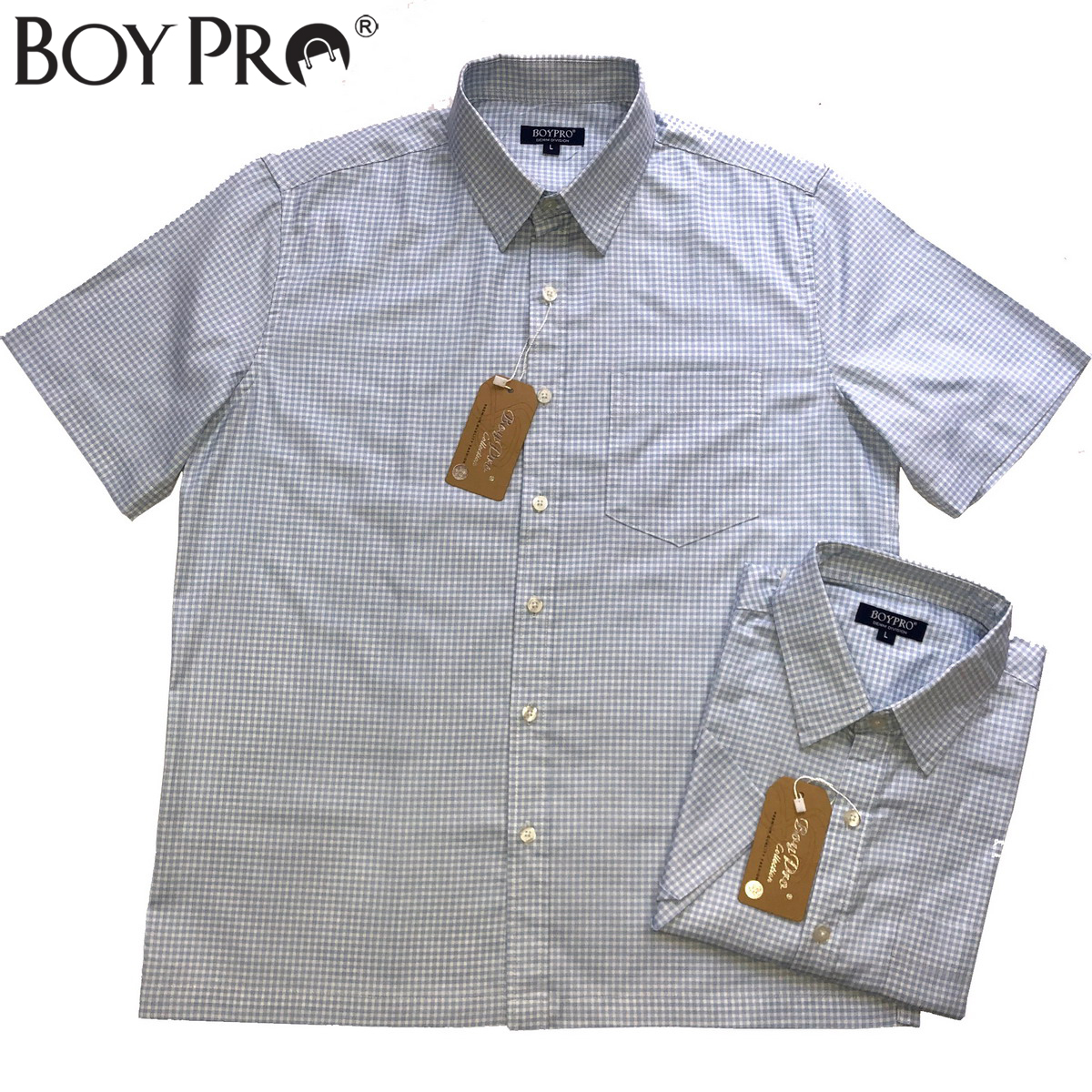 [MUA 2 GIAM 10K 3 GIAM 25K] Áo Sơ Mi Nam Vạt Ngang Trung Niên Boypro BP024 Sọc Xanh Trắng