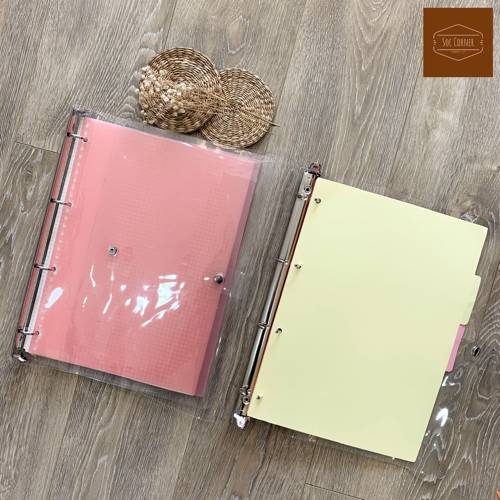 [HCM]Sổ Binder bìa nhựa dẻo trong suốt A4 4 lỗ