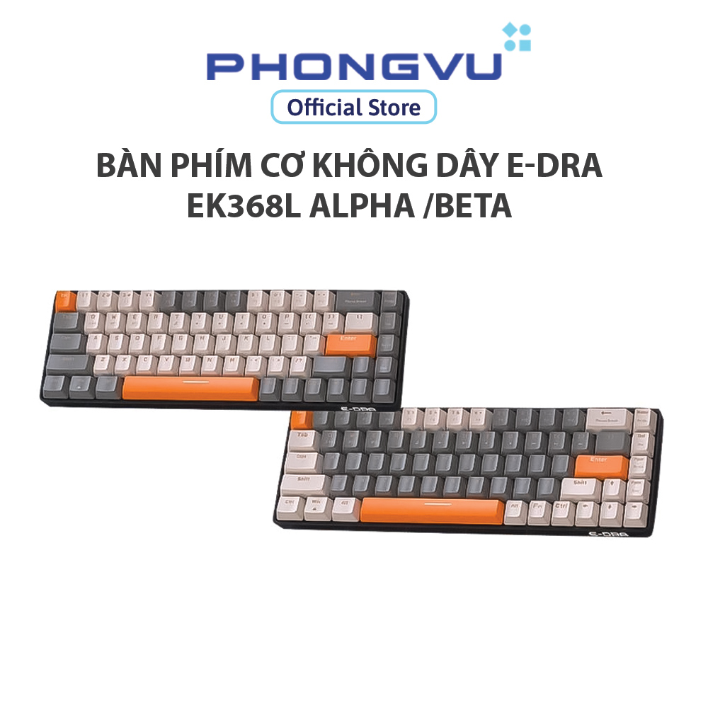 Bàn phím cơ không dây e-dra ek368l alpha/ beta - bảo hành 24 tháng