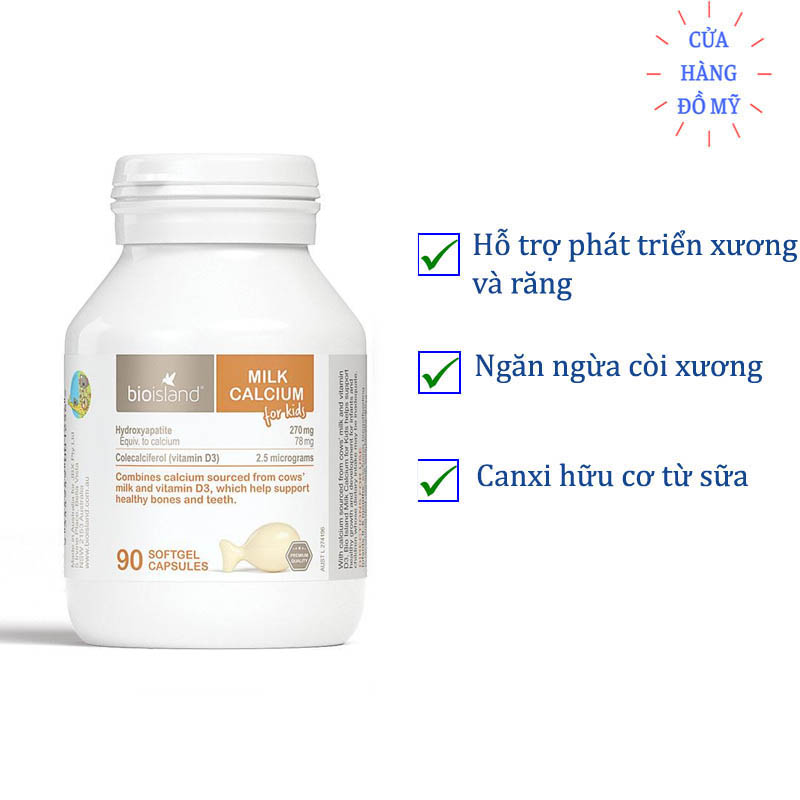 [HCM]Viên uống BioIsland Milk Calcium for Kids 90 viên bổ sung Canxi Milk Calcium Bio Island Úc  Sữa