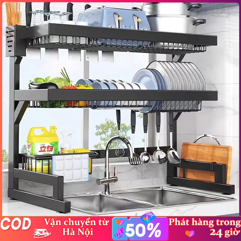 Kệ đựng bát đĩa miki trên bồn rửa bát cao cấp đa năng kệ để chén đĩa thông minh sơn đen tĩnh điện kệ chén đa năng 1/2 tầng