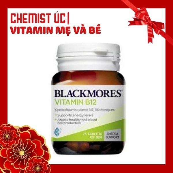 Vitamin B12 Blackmores 75 viên Úc - hỗ trợ mức năng lượng và hỗ trợ sản xuất tế bào hồng cầu khỏe mạnh