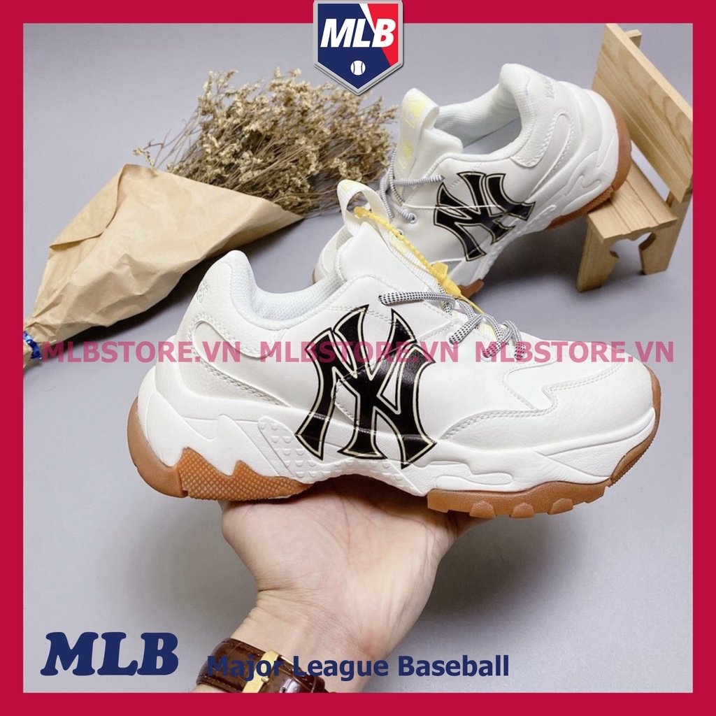 Hàng Real Giày Sneaker MLB BigBall Chunky NY Chữ Đen Đế Gum  Fox  sneakerHàng chính hãng