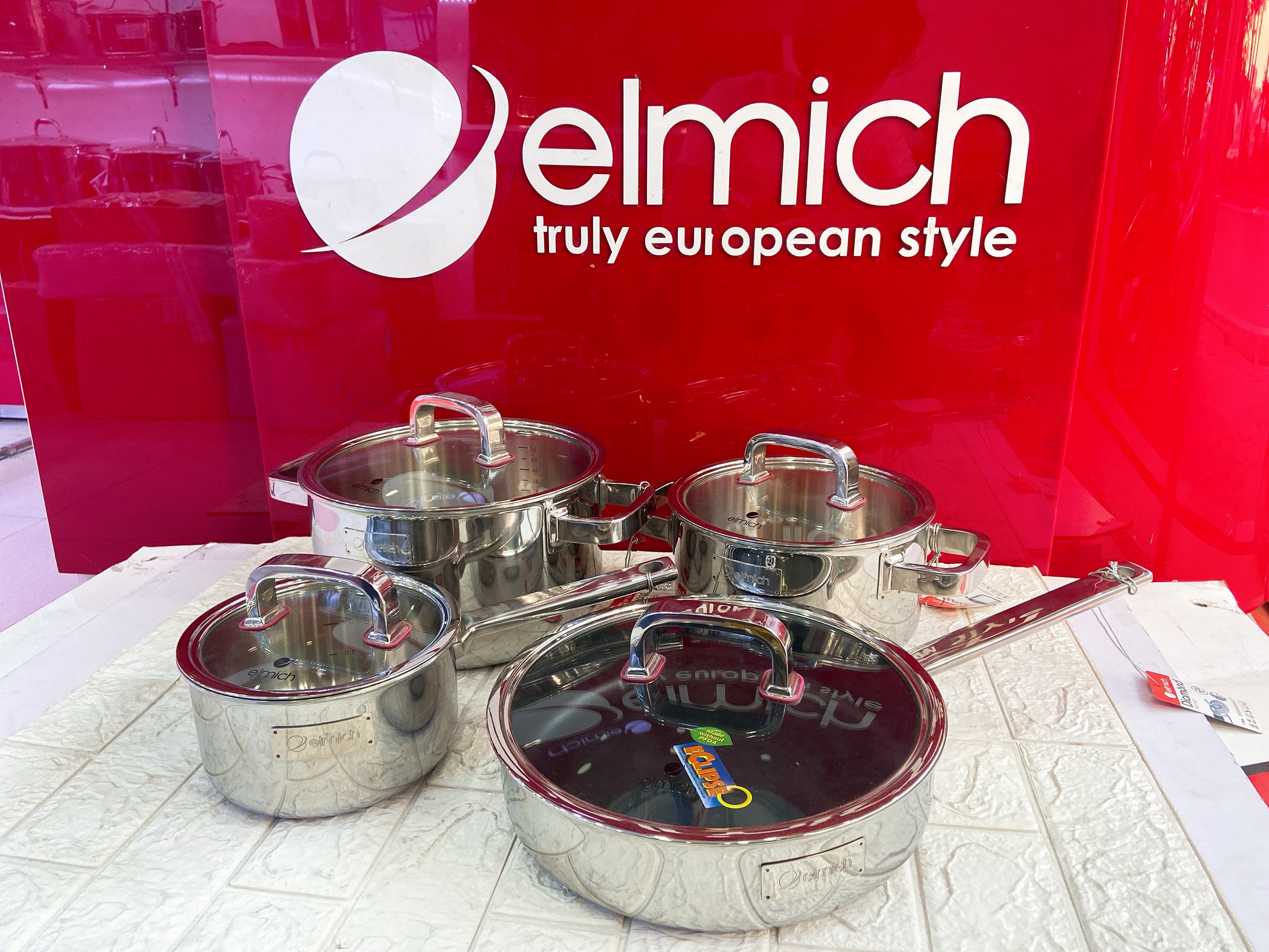 Bộ nồi chảo elmich diamond / quánh 16, nồi sz20 - 24 và chảo sz 26