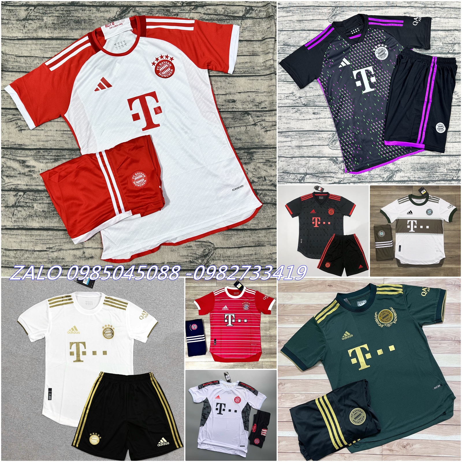 Áo Quần Bóng Đá Câu LẠC BỘ Bayern Munich-Vải Gai Thái- Chất Polyester - Co Giãn 4 Chiều