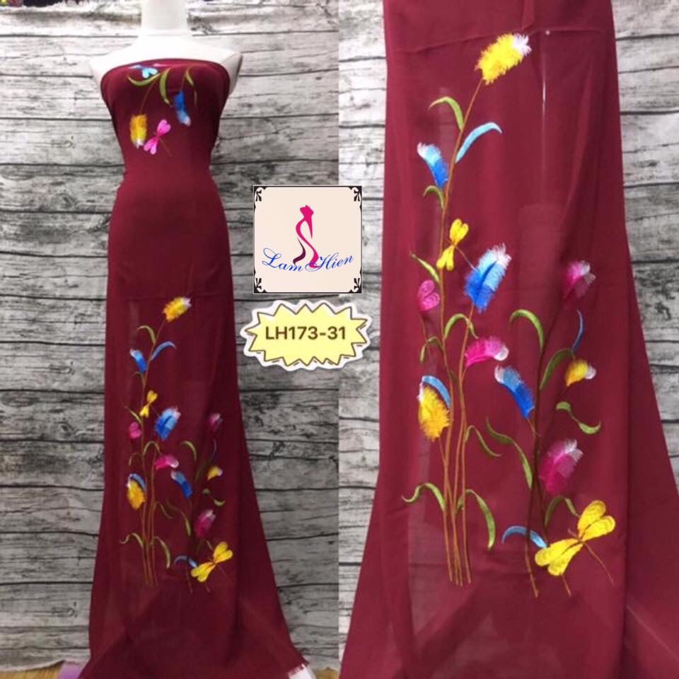 Lâm hiền-vải áo dài thêu, rẻ, đẹp, thời trang lh173