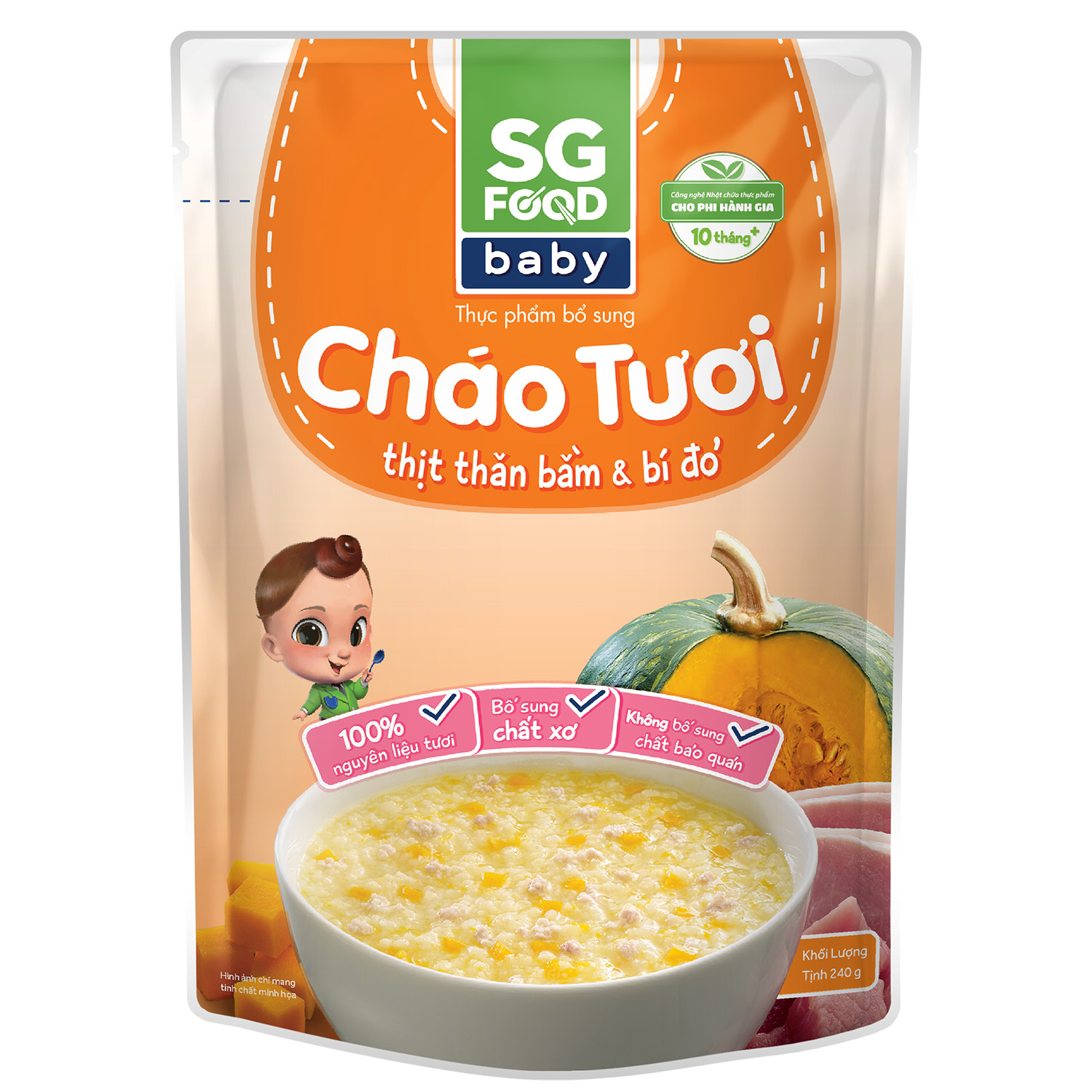 SG Food-Cháo tươi baby thịt thăn bằm bí đỏ 240g
