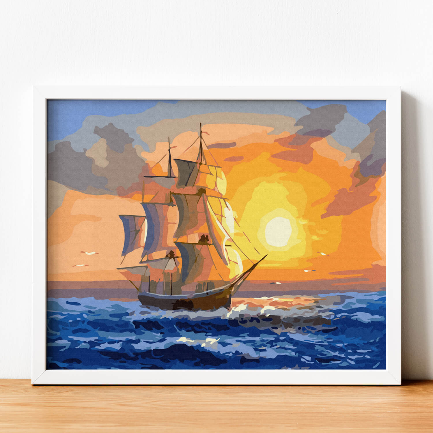 ✅Tranh số hóa Ra khơi đã căng khung 40x50cm Tiệm vẽ mùa hè