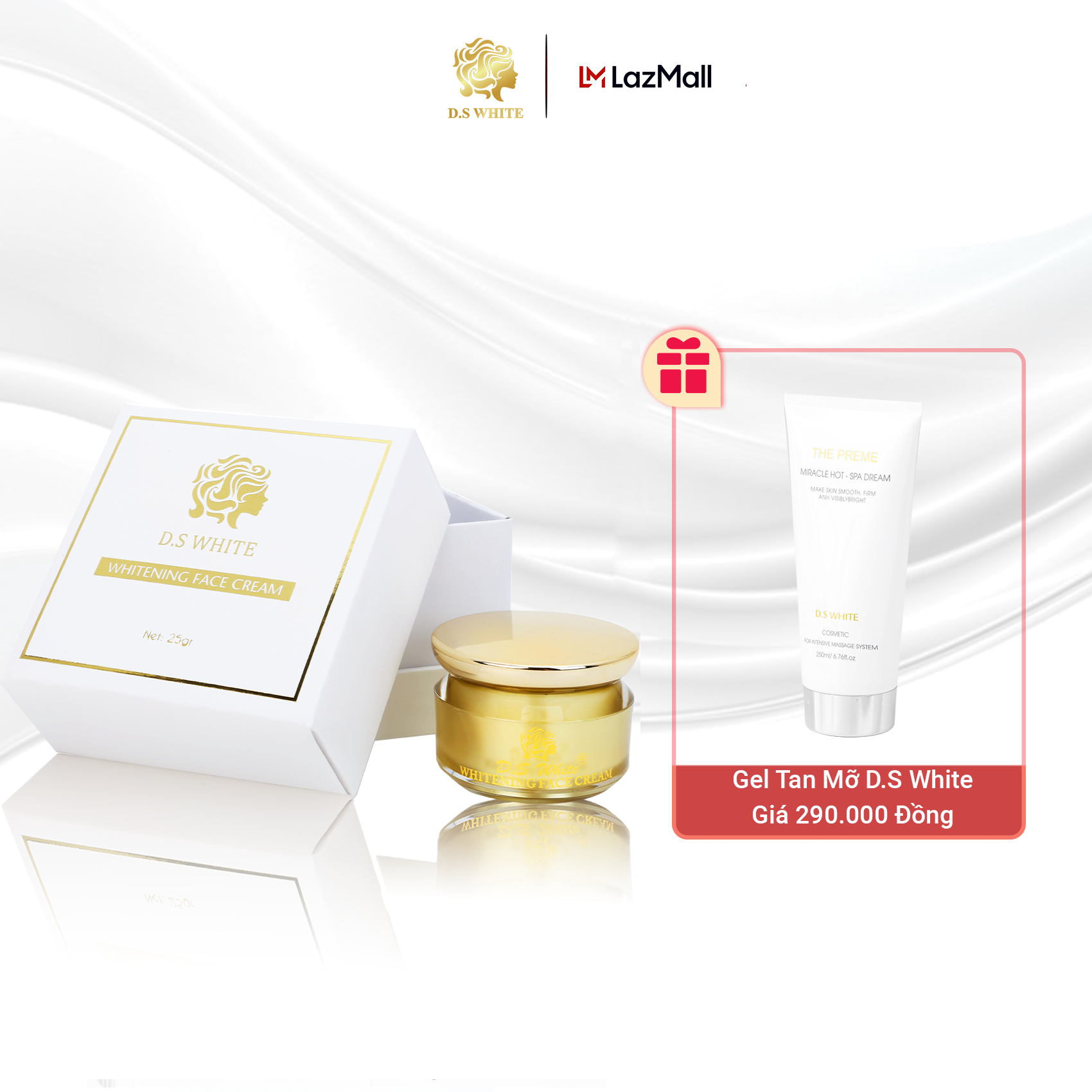 Kem Face Phủ Lụa, Kem Dưỡng Trắng Da Mặt Makeup Mờ Nám, Tàn Nhang 25gr Thương Hiệu D.S White