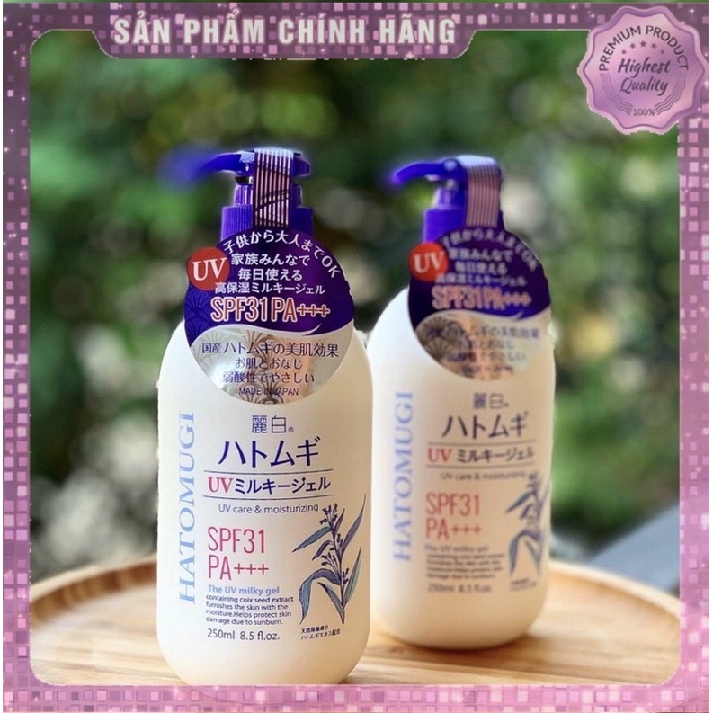Sữa dưỡng thể dưỡng trắng chống nắng HATOMUGI SPF31 PA+++ 250ml Nhật 1