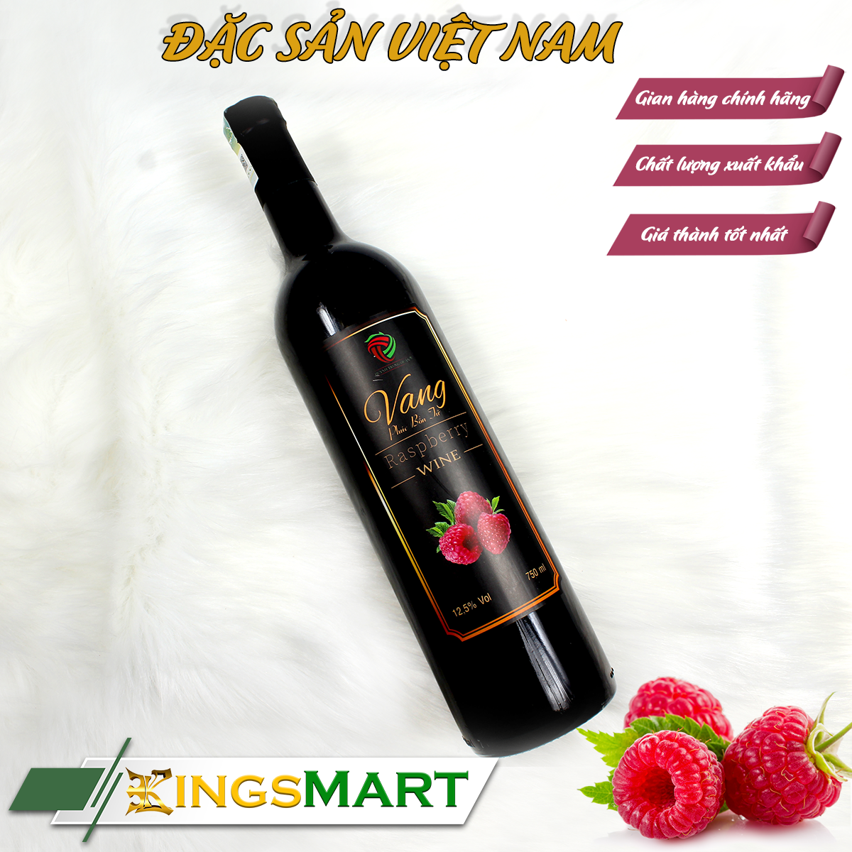 Veng phúc bồn tử đỏ - thương hiệu huỳnh trung quân - đặc sản bảo lộc - chai 750ml - kingsmart