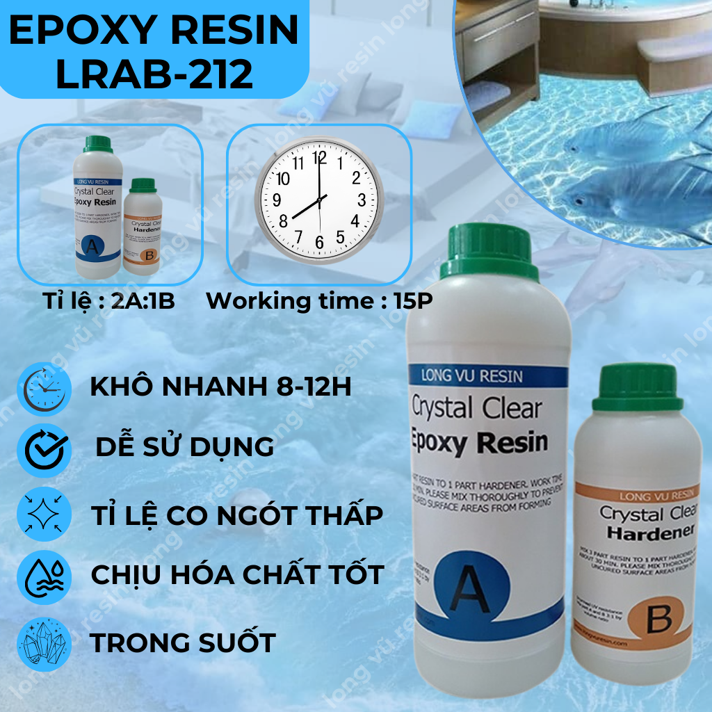 Epoxy trong suốt nhanh khô đổ bàn, phủ sàn 3d, vẽ cá, đúc nhựa, vẽ cá, đồng hồ decor