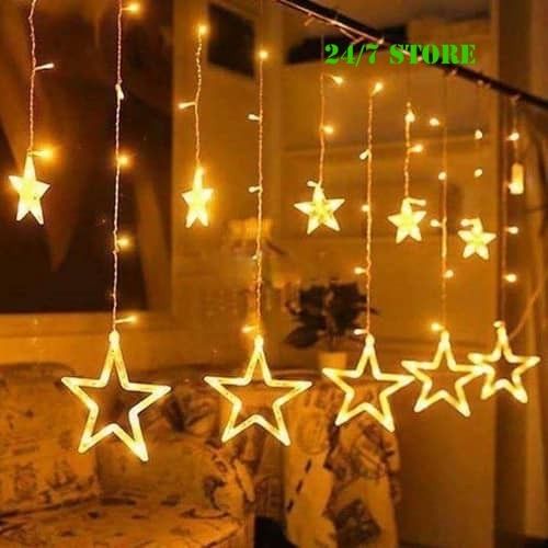 Đèn nháy thả mành hình ngôi sao, đèn led nháy, đèn chớp nháy, đèn led trang trí dạng thả mành hình ngôi sao 5 cánh
